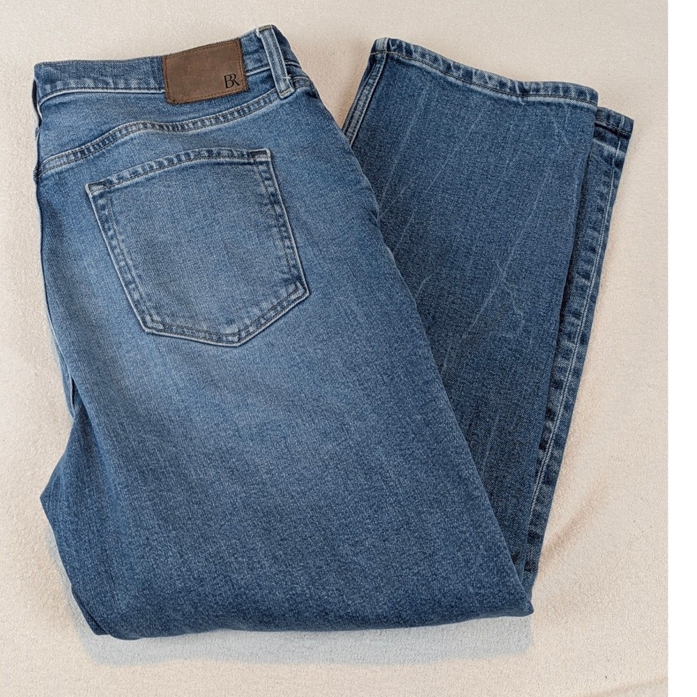 Banana Republic Womens 32 Straight Leg Blue Washwell Button Fly Jeans Med Wash